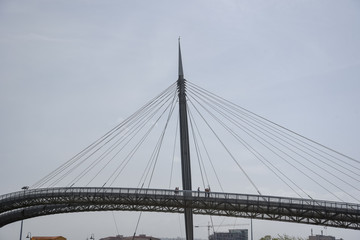 Fototapeta premium Steel Bridge Made with Suspensions and Cables