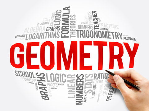 Geometry word cloud collage, education concept background