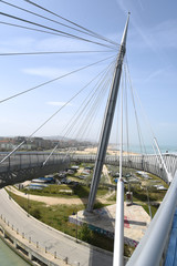 Fototapeta premium Ponte del Mare in Pescara by Morning with Pedestrian and Bicycle Path