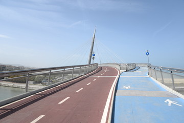 Ponte del Mare in Pescara by Morning with Pedestrian and Bicycle Path