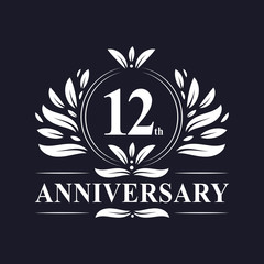 12 years Anniversary logo, luxurious 12th Anniversary design celebration.
