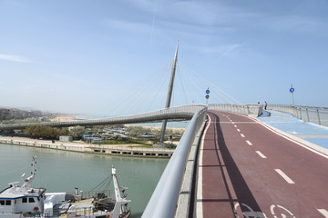 Ponte del Mare in Pescara by Morning with Pedestrian and Bicycle Path
