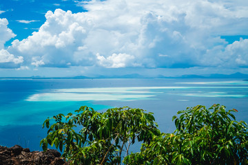 Scenic panoramic view of Bohey Dulang from top in Island Semporna, Sabah.