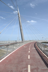 Fototapeta na wymiar Ponte del Mare in Pescara by Morning with Pedestrian and Bicycle Path