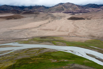 Ladakh, India - Jul 14 2019 - Beautiful scenic view from Hanle Monastery (Hanle Gompa in Hanle, Ladakh, Jammu and Kashmir, India.