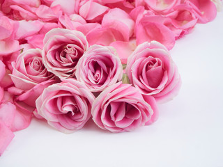 Flower frame made of pink roses