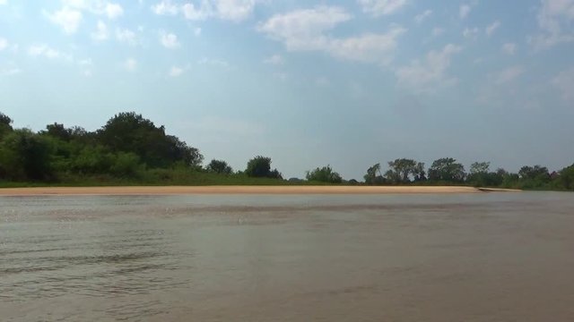 Sailing on Rio Cuiaba waters, Porto Jofre, Pantanal Brazil.