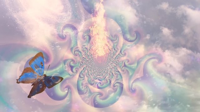 Butterfly effect. Moving fractal and flame