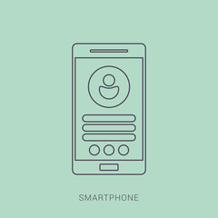 Smartphone icon with isolated blank screen. Modern simple flat telephone sign.
