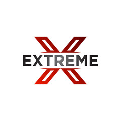 extreme vector logo design. consisting of a extreme logotype on letter X.