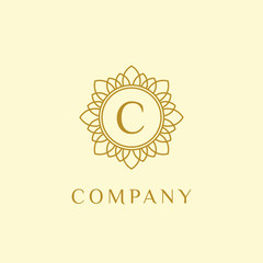 luxury monogram letter C logotype. premium brand icon. elegant alphabet/initial frame design vector. can be used for beauty industry, cosmetics, salon, boutique, spa, company, corporate, etc.