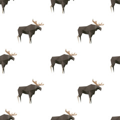 Elk triangle shape seamless pattern backgrounds. Wrapping paper template. Polygonal design illustration.