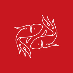 japanese koi fish logo with line art, monoline, outline concept design vector template illustration. aquarium, business symbol icon