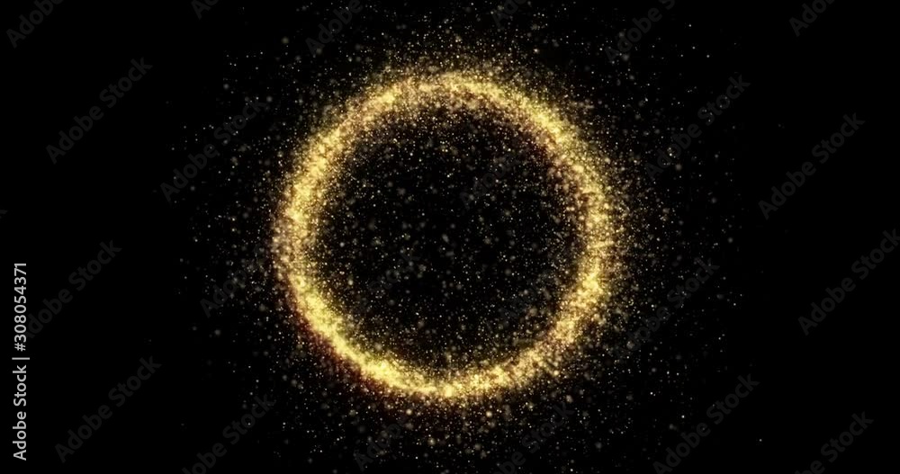 Aufkleber gold glitter circle with glittering light shine sparkles frame on black background for christmas hol