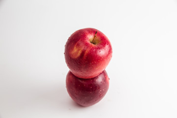 close view of two red Apples  fruit