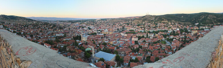 Fototapeta na wymiar A panorama view of Kastamonu city from castle. Kastamonu is old historical town of Turkey.