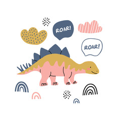 handdrawn dinosaur scandinavian style illustration
