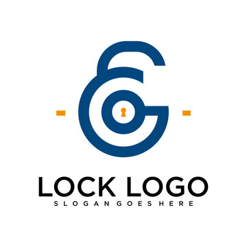 lock letter logo design icon template