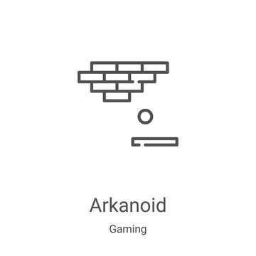 arkanoid icon vector from gaming collection. Thin line arkanoid outline icon vector illustration. Linear symbol for use on web and mobile apps, logo, print media