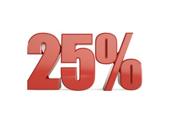3D illustration 25 Percent Discount with background
