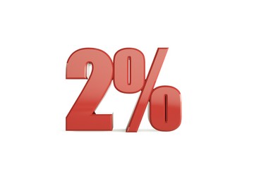 3D illustration 2 Percent Discount with background