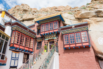 Fototapeta na wymiar Ladakh, India - Jul 15 2019 - Takthok Monastery in Leh, Ladakh, Jammu and Kashmir, India.