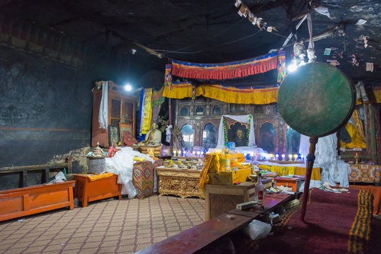 Ladakh, India - Jul 15 2019 - Takthok Monastery in Leh, Ladakh, Jammu and Kashmir, India.