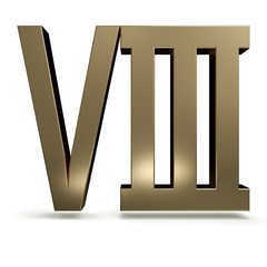 3D illustration number with white background,number 8