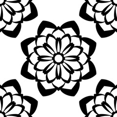 Fantasy seamless pattern with ornamental mandala. Abstract round doodle flower background. Floral geometric circle. Vector illustration.  