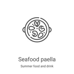 seafood paella icon vector from summer food and drink collection. Thin line seafood paella outline icon vector illustration. Linear symbol for use on web and mobile apps, logo, print media