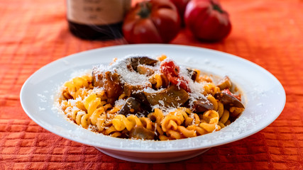 Pasta alla norma, a traditional recipie of italian food tradition