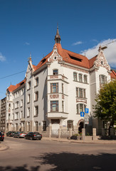 Fototapeta na wymiar Riga, corner house on Elizabetes street