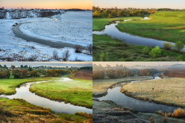 four seasons. picturesque river bend