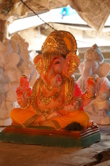 Statue of Lord Ganesha Made from plaster of Paris with color. Ready for Lord Ganesha colorful Statue for Ganesha festival