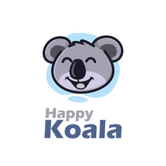 Happy koala cartoon vector design illustration. smiling koala. character logo icon