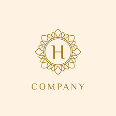 luxury monogram letter H logotype. premium brand icon. elegant alphabet/initial frame design vector. can be used for beauty industry, cosmetics, salon, boutique, spa, company, corporate, etc.