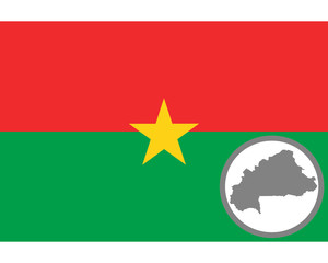 Fahne und Landkarte von Burkina Faso