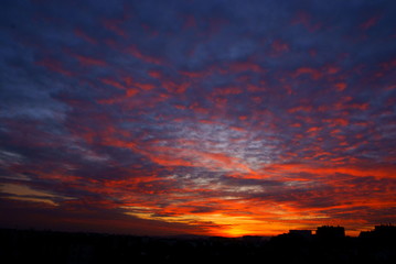 picturesque landscape of cloudy sky at evening