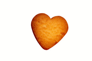 Obraz premium cookies heart on a white background,one shortbread cookies isolated on white background