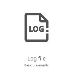 log file icon vector from basic ui elements collection. Thin line log file outline icon vector illustration. Linear symbol for use on web and mobile apps, logo, print media - obrazy, fototapety, plakaty