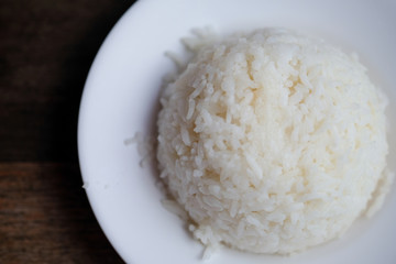 Jasmine rice serve on a plate