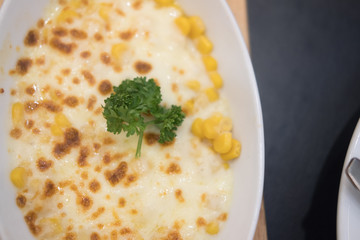 Baked corn mix with cheese