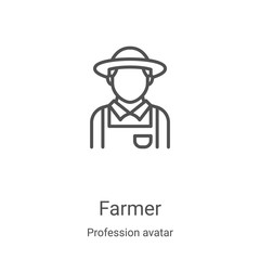 farmer icon vector from profession avatar collection. Thin line farmer outline icon vector illustration. Linear symbol for use on web and mobile apps, logo, print media