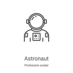 astronaut icon vector from profession avatar collection. Thin line astronaut outline icon vector illustration. Linear symbol for use on web and mobile apps, logo, print media © MacroOne
