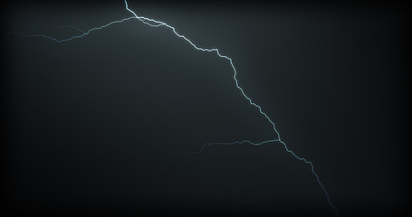 Lightning strikes on a black background with realistic reflections