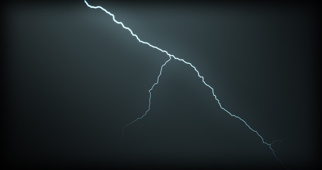 Lightning strikes on a black background with realistic reflections