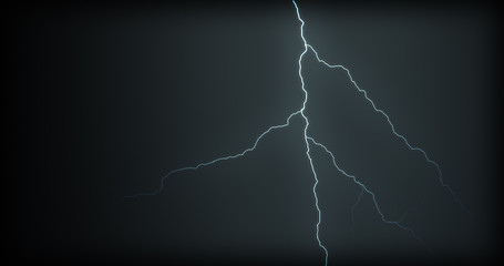 Lightning strikes on a black background with realistic reflections