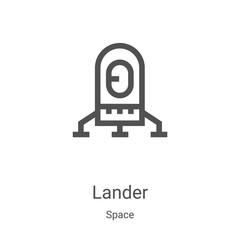 lander icon vector from space collection. Thin line lander outline icon vector illustration. Linear symbol for use on web and mobile apps, logo, print media © MacroOne
