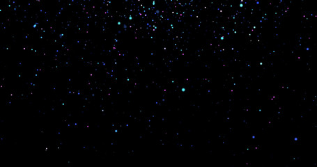 Flying dust particles on a black background