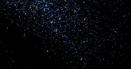 Flying dust particles on a black background